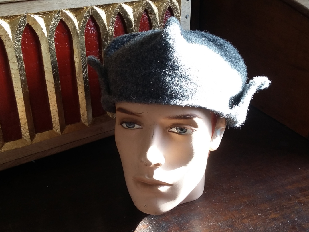 Grey Henry VII style hat